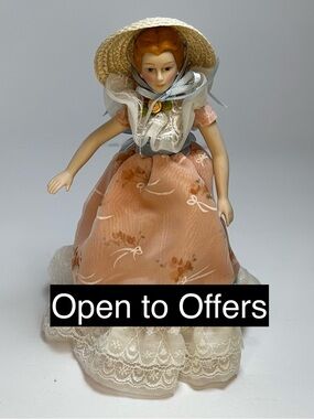 Vintage Avon Porcelain Doll | 1980s Avon Collectible | Floral Dress & hat